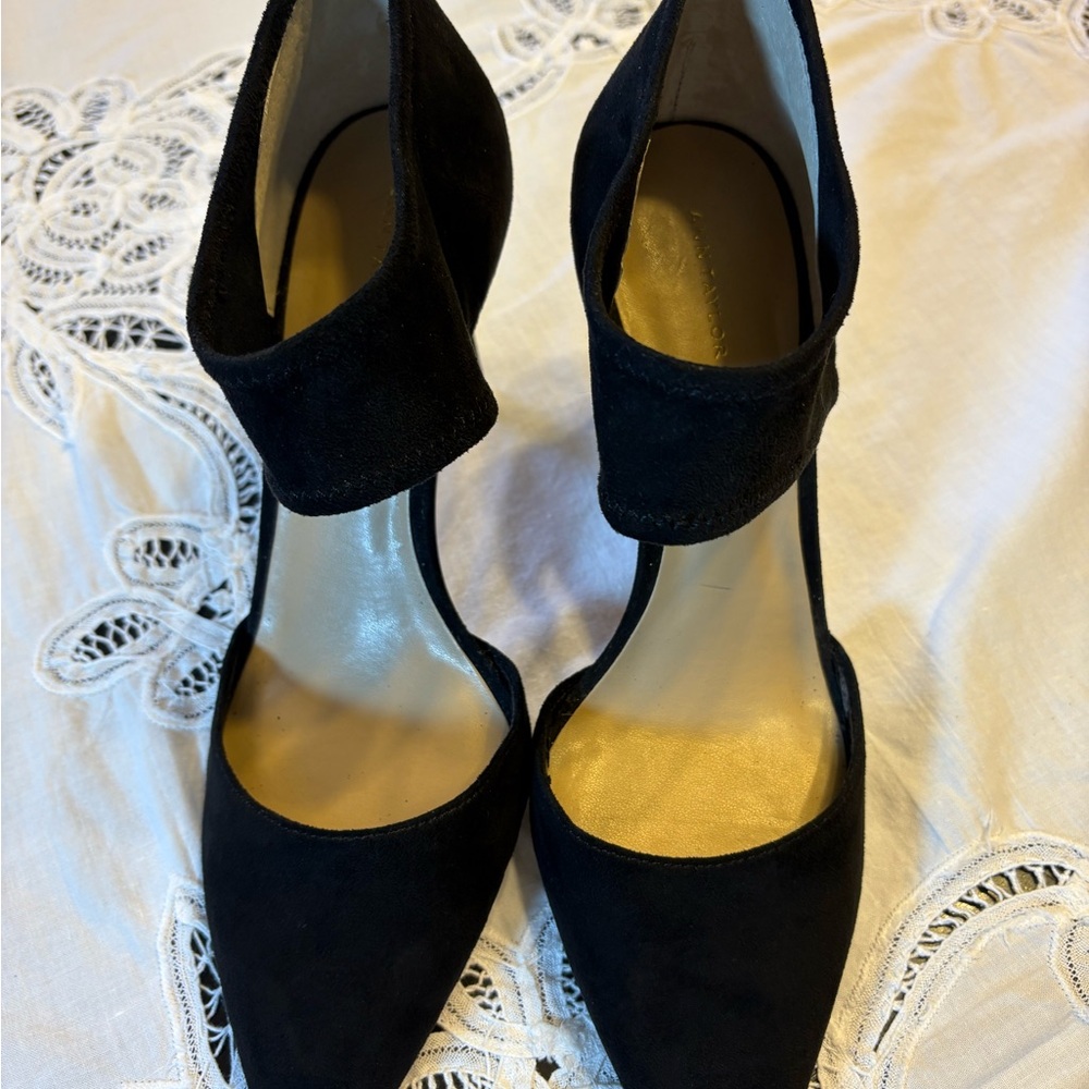 Black Stiletto Heels with Ankle Strap 8M